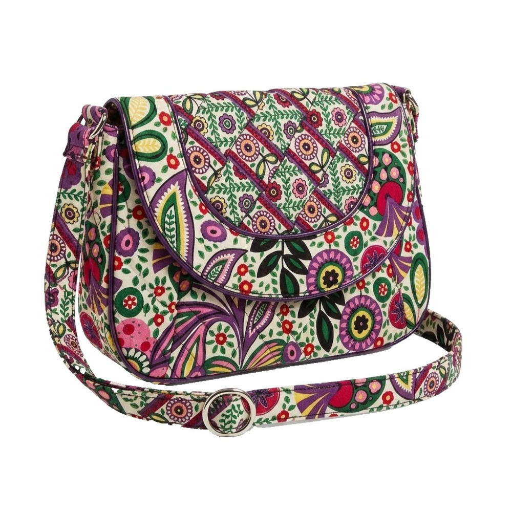 Vera Bradley Purple Pink Green Yellow Viva La Vera Floral Boho Shoulder Bag